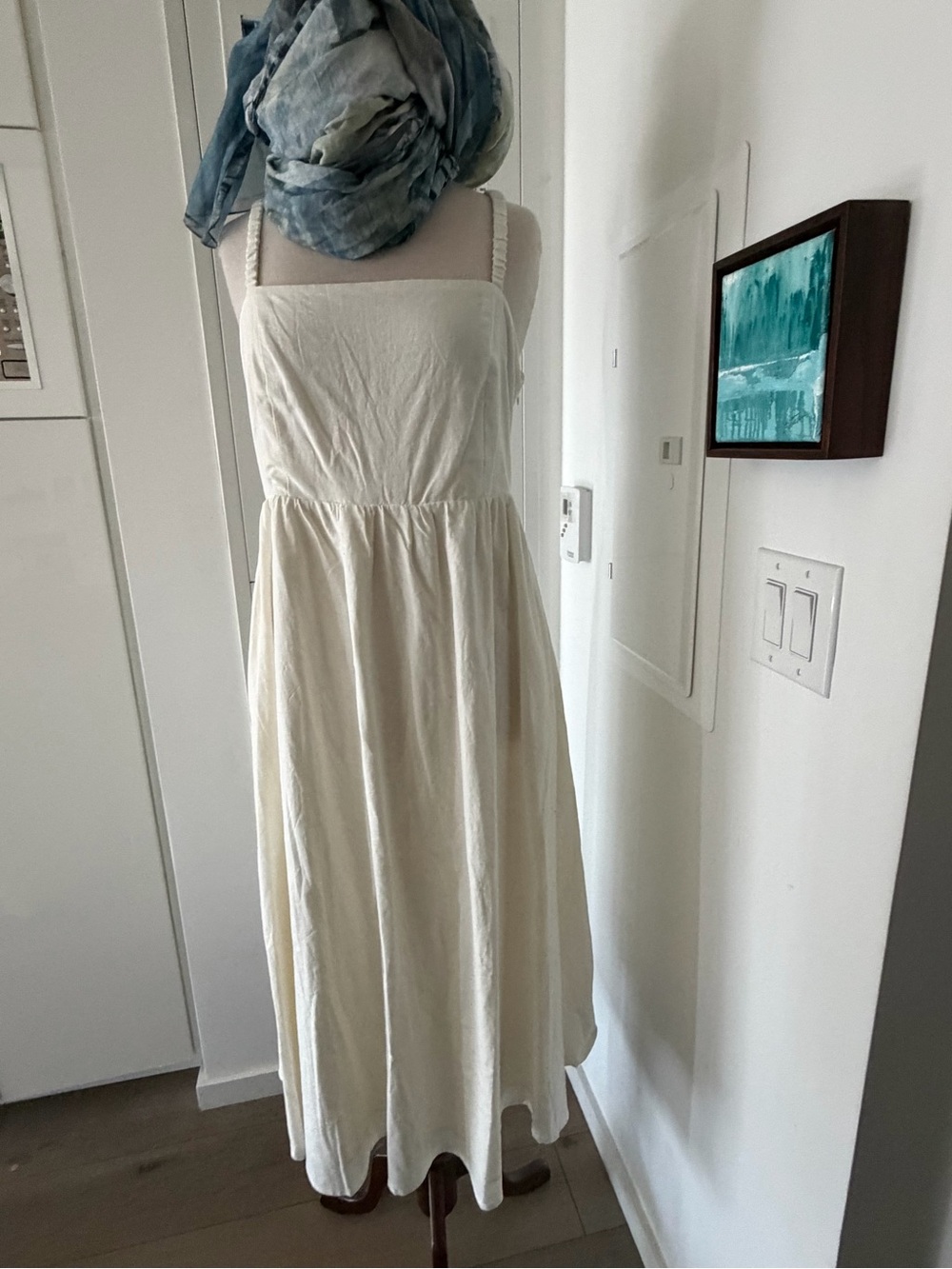 Skies Are Blue Cream Lace-Up Back Midi Dress